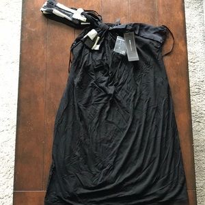 BCBG MAX AZRIA BLACK MINI ONE SHOULDER DRESS